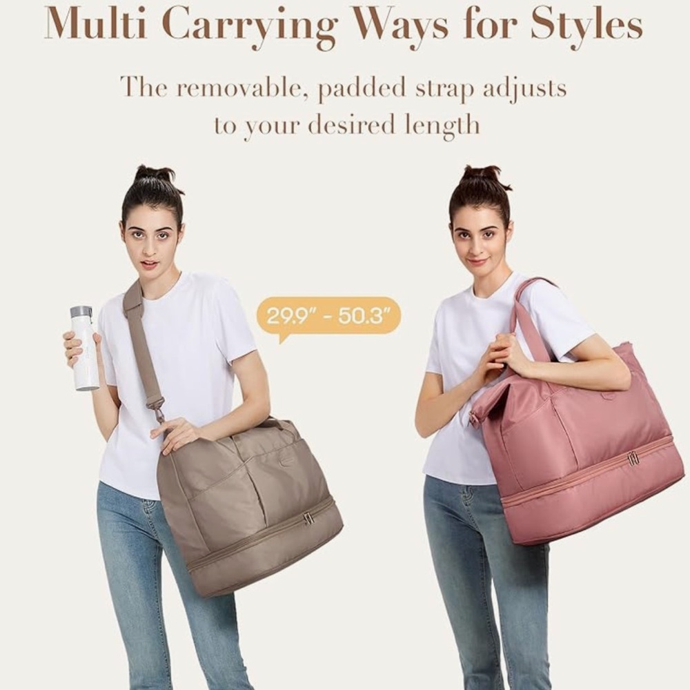*New* Weekender/Expandable/Foldie Travel Bag/Duffel/Carry-On - Camel - Picture 6 of 8